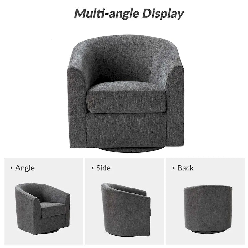 Cuenca Modern Upholstered Barrel Chair with Swivel Base Set of 2