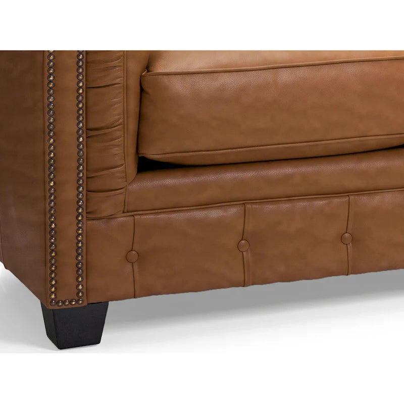 Hancock Tufted Top Grain Italian Leather Chesterfield Sofa - 31 H x 86 W x 40 D