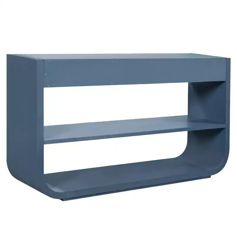 ModernLuxe Curved Console Table Entryway Table Sofa Side Table Display Stand Accent Table with 3 Soft-Close Drawers & 2 Open Shelves