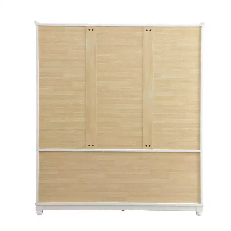 White Wood 61.42 in. Armoire with 2 Drawers, Hanging Rod and Shelves