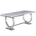 Modern Dining Room Table with Stainless Steel Metal U-Base