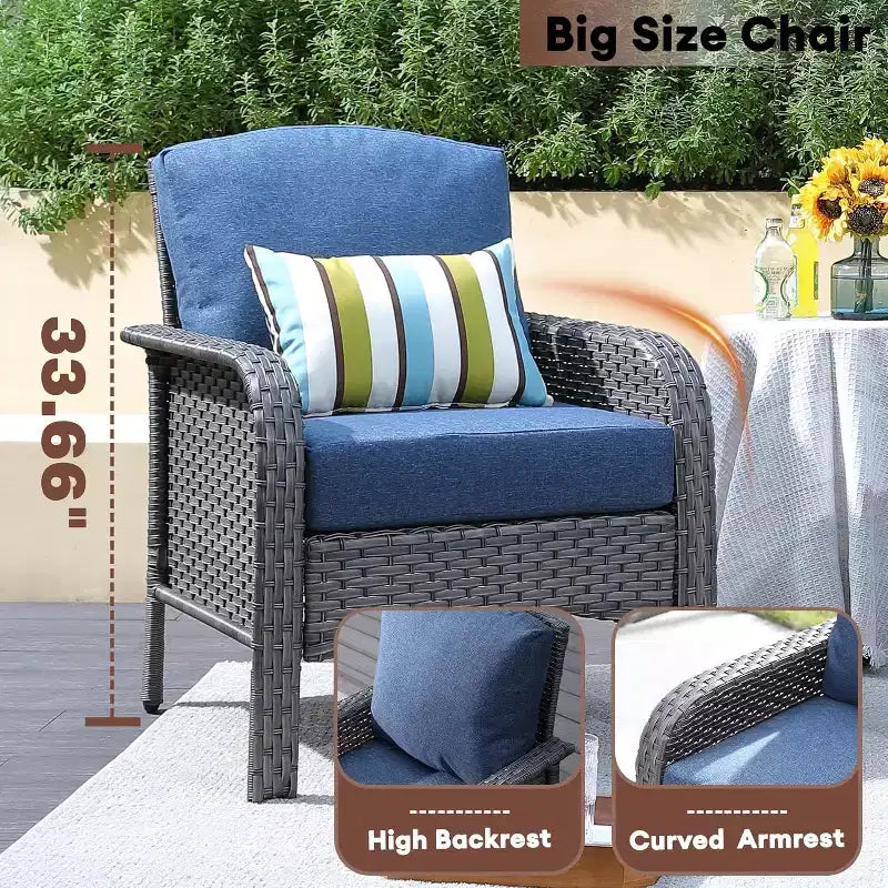 HOMLUX Set of 2 Patio Wicker Chairs Set Outdoor All Weather High Back Rattan Chairs