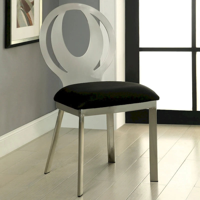 Heer Modern Black Steel U-shaped Pedestal 7-Piece Dining Set by Furniture of America