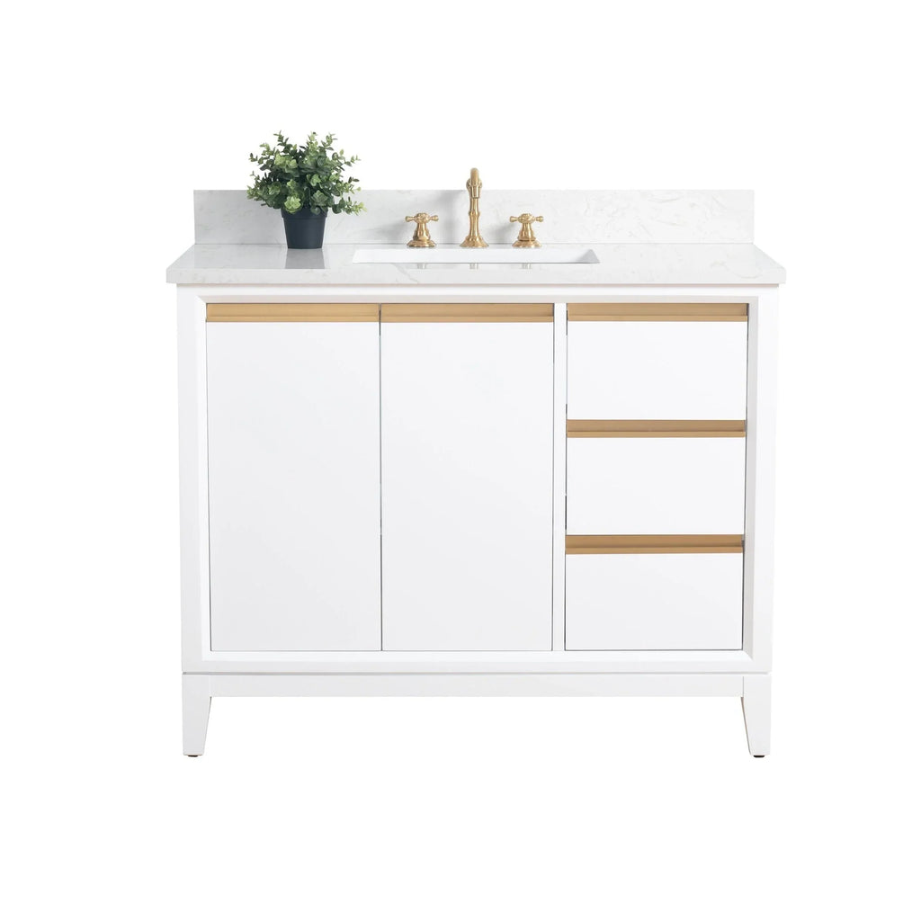 Vanity Art Bathroom Vanity with Ceramic Sink and Engineered Marble Top