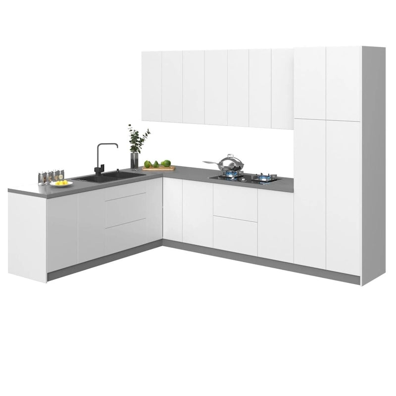 Kitchen Harmony Collection White Gloss & Gray Color Base Size 8x10Ft Wide - 126x96