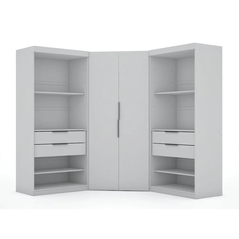 Mulberry 2.0 Semi Open 3 Sectional Modern 4 Drawer Wardrobe Corner Closet Set of 3
