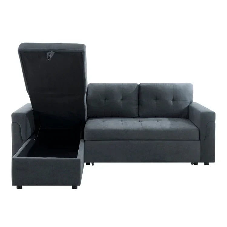 Convertible Reversible Sectional Sofa with Pull-Out Sleeper Bed, Hidden Storage Chaise, and Durable Legs