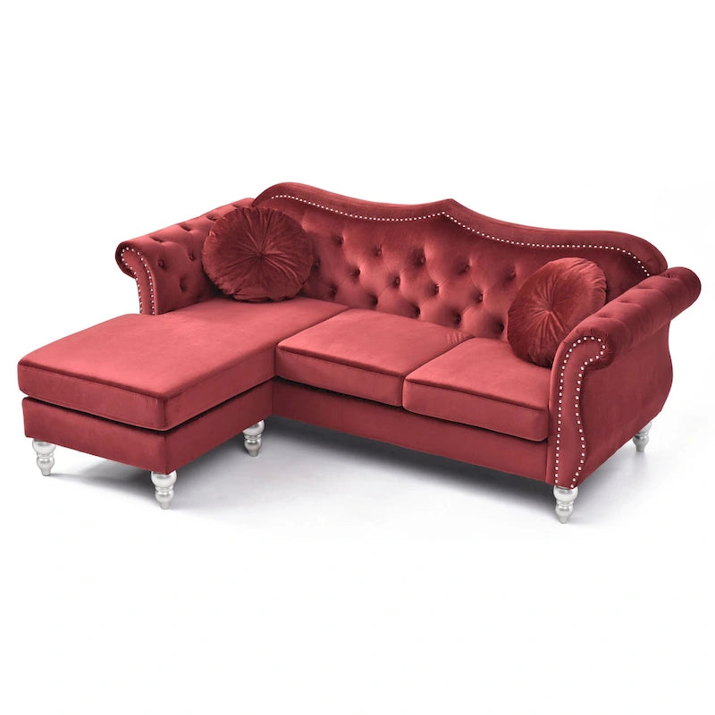 Hollywood Velvet Sofa with Reversible Chaise