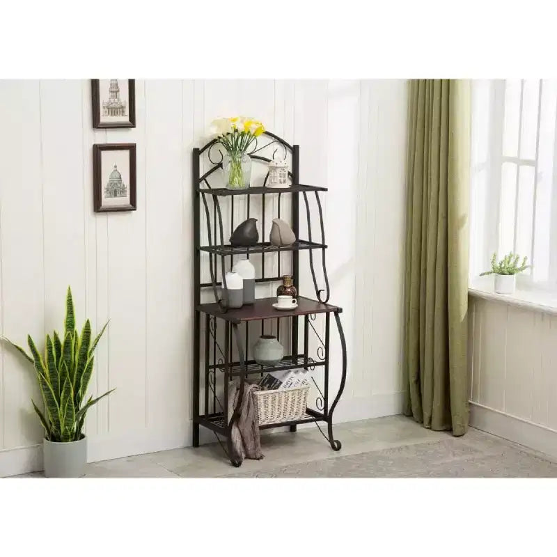Valencia Baker Rack Storage Unit Metal/Black - Boraam Industries: Scandinavian Style, 5 Shelves, Powder-Coated Finish