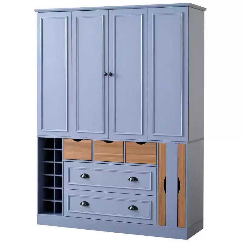 Whisen 71 Tall Freestanding Kitchen Pantry, Large Dining Storage Cabinet Cupboard Sideboards With 4 Foldable Doors, Shelves, Wine Racks
