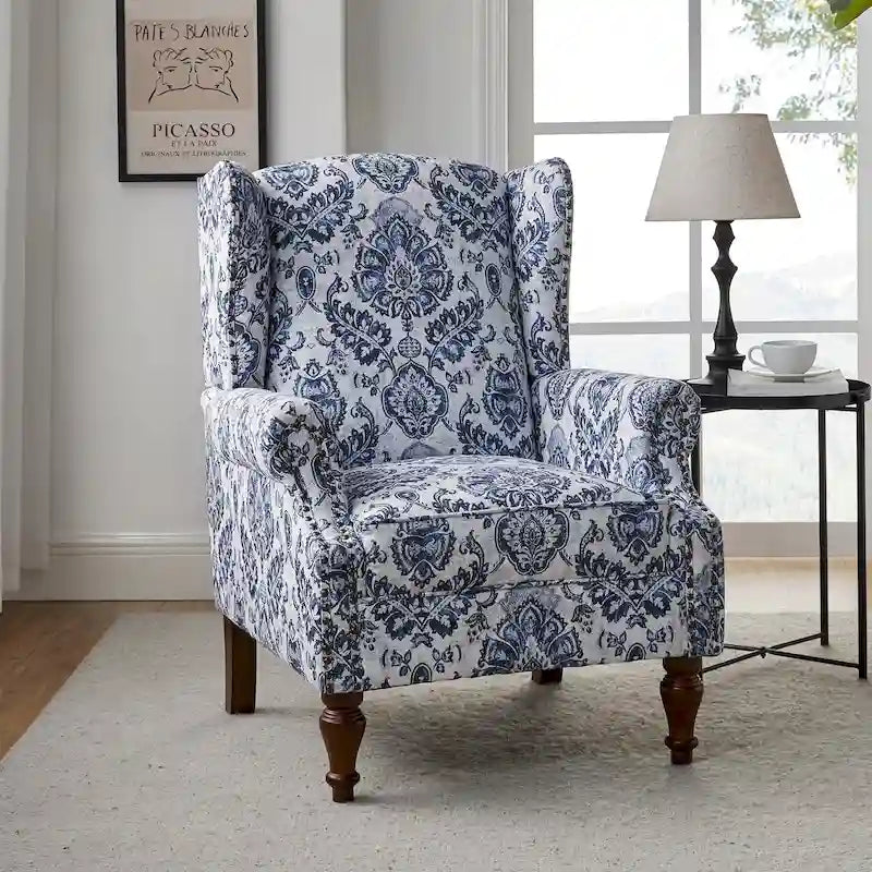 Gott Traditional Wingback Armchair with Solid Wood Legs by HULALA HOME