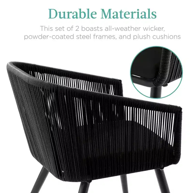 Best Choice Products Set of 2 Outdoor Patio Dining Chairs Woven Wicker Seating 250lb Capacity