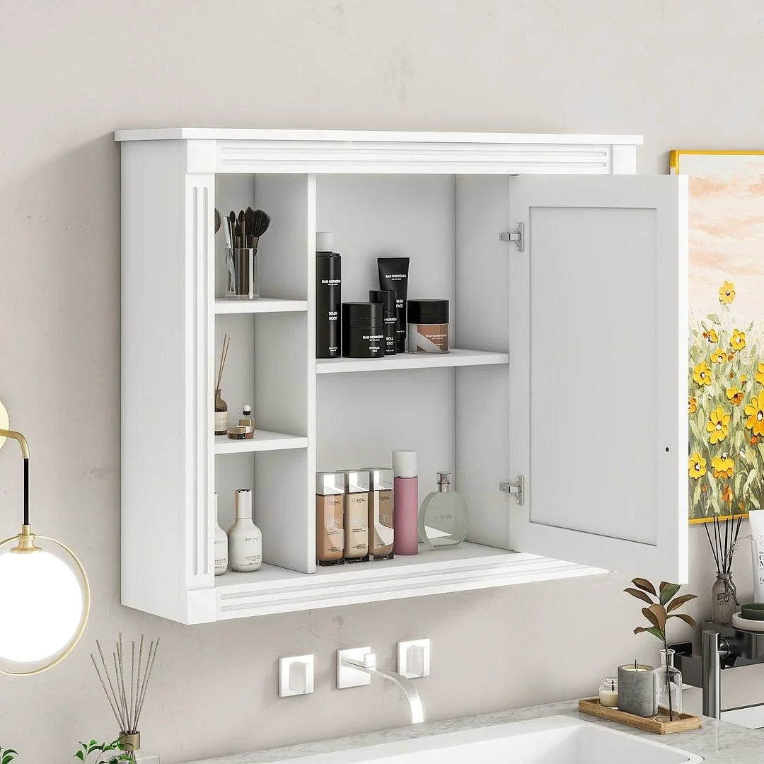 36 Modern Bathroom Vanity with Top Sink and Mirror Cabinet,2 Doors and 2 Drawers
