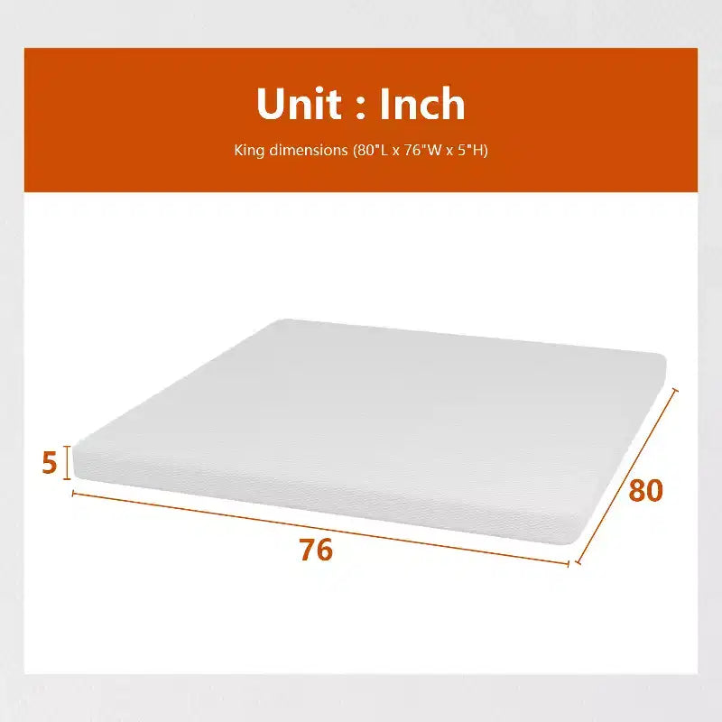 FDW 5 Inch Memory Foam Mattress Medium Firm Mattresses CertiPUR-US Certified Bed-in-a-Box Pressure Relieving ,Fiberglass Free,White
