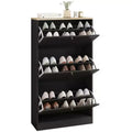 HOMCOM Narrow Shoe Storage Cabinet for Entryway with 3 Flip Drawers and Adjustable Shelves, Shoe Rack Organizer for 12-18 Pairs of Shoes
