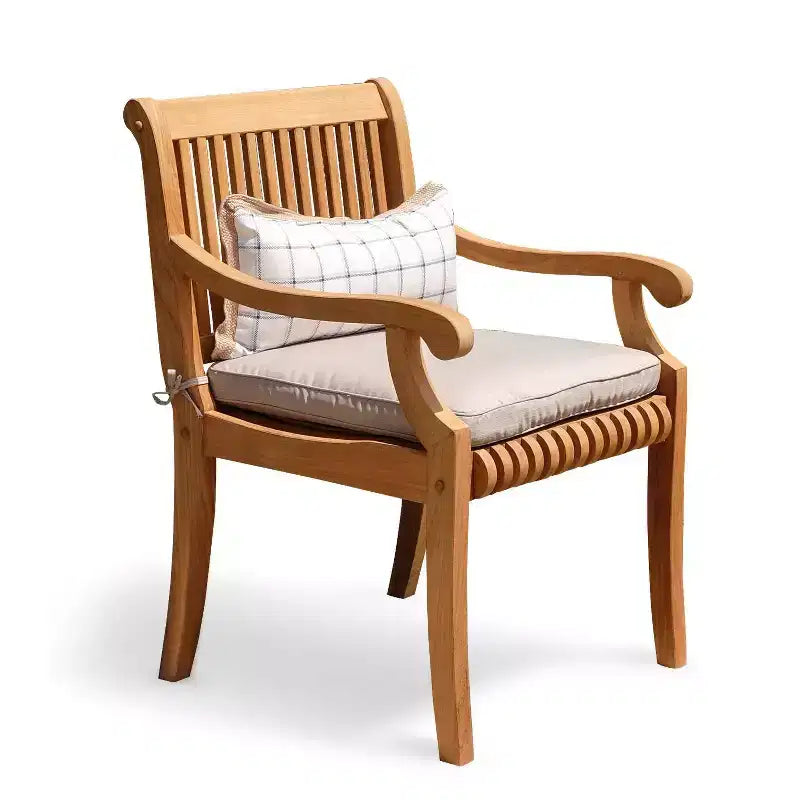 Sonoma Lane Rockport Teak Wood Outdoor Dining Chair Beige - Weather-Resistant with Foam Cushion