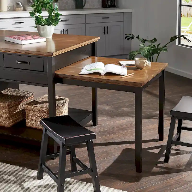 Eleanor Two-Tone Antique Finish Extendable Kitchen Island with 3 Drawers by iNSPIRE Q Classic
