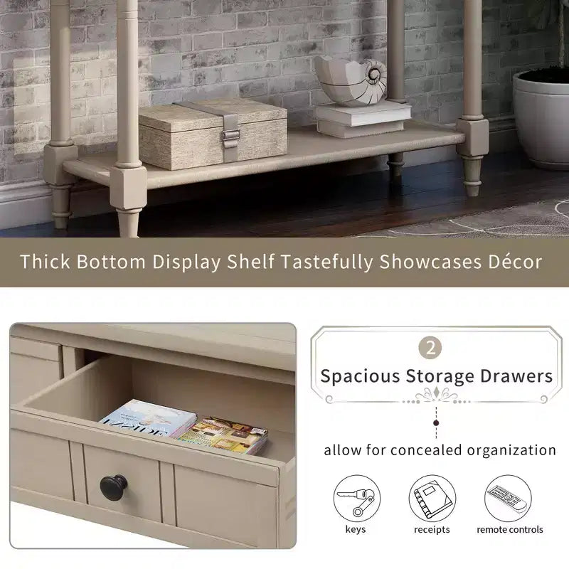 The Misty Moon Daisy Series Console Table Traditional Design with Two Drawers and Bottom Shelf (Espresso)