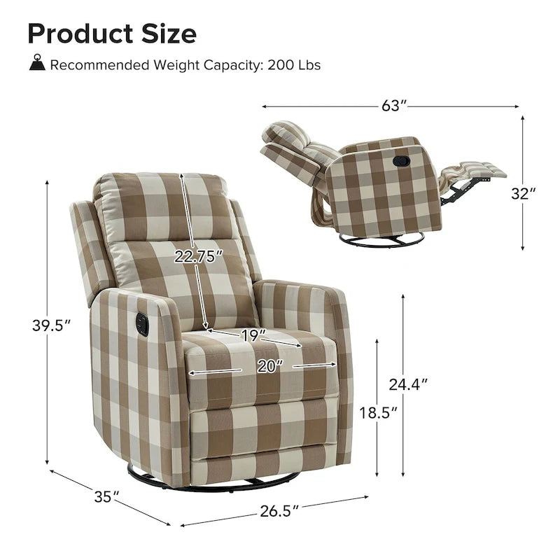 Diana Modern Polyester 360-degree Swivel Rocker Recliner by HULALA HOME