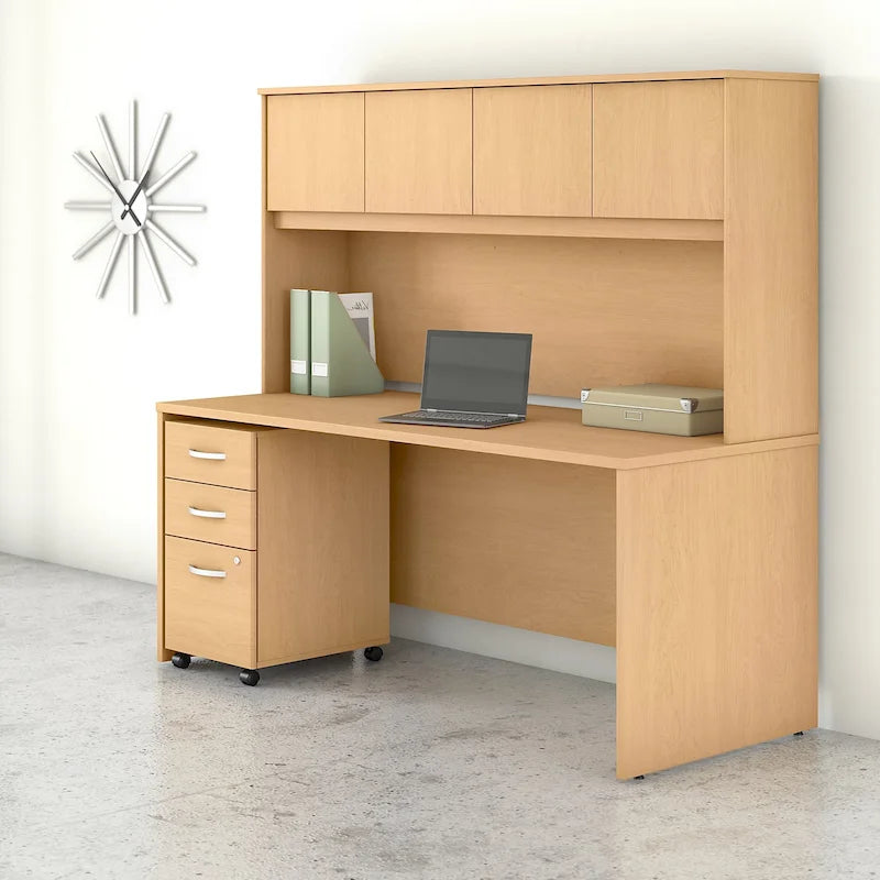 72 Office Desk with Hutch & 3-Drawer Mobile File Cabinet