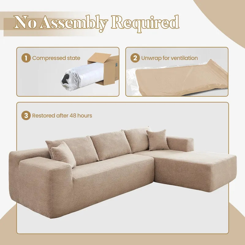 HOOOWOOO Modern Minimalist Style Sectional Couch Modular Corduroy Sofa for Living Room