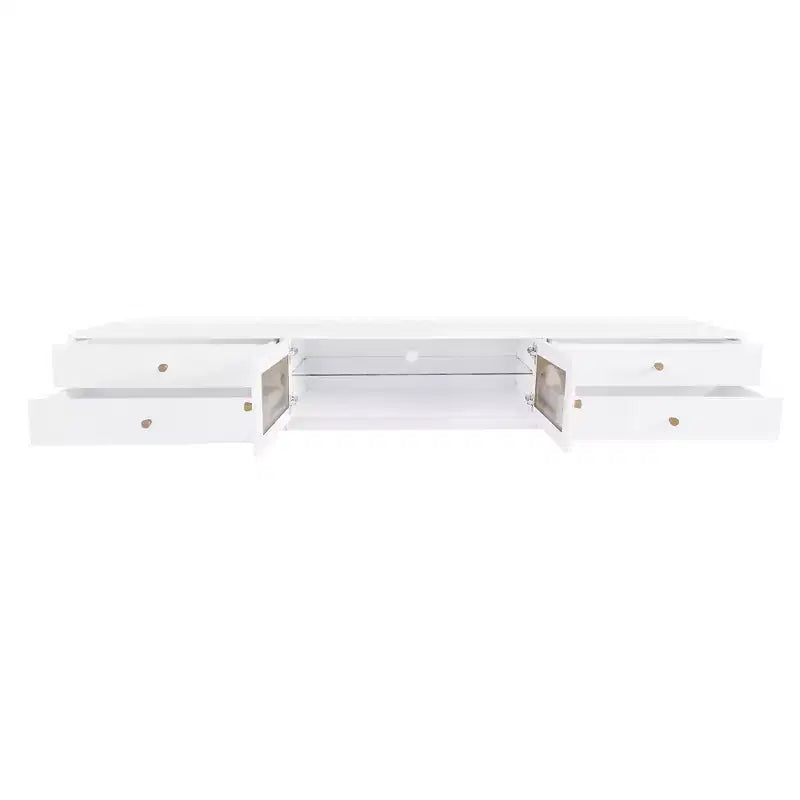 TV Stand for 95 TV, Extra Long Media Console with 2 Doors & 4 Drawers, Large TV Storage Cabinet Entertainment Center with Fluted Glass Doors