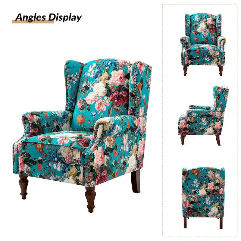 Gott Traditional Wingback Armchair with Solid Wood Legs by HULALA HOME