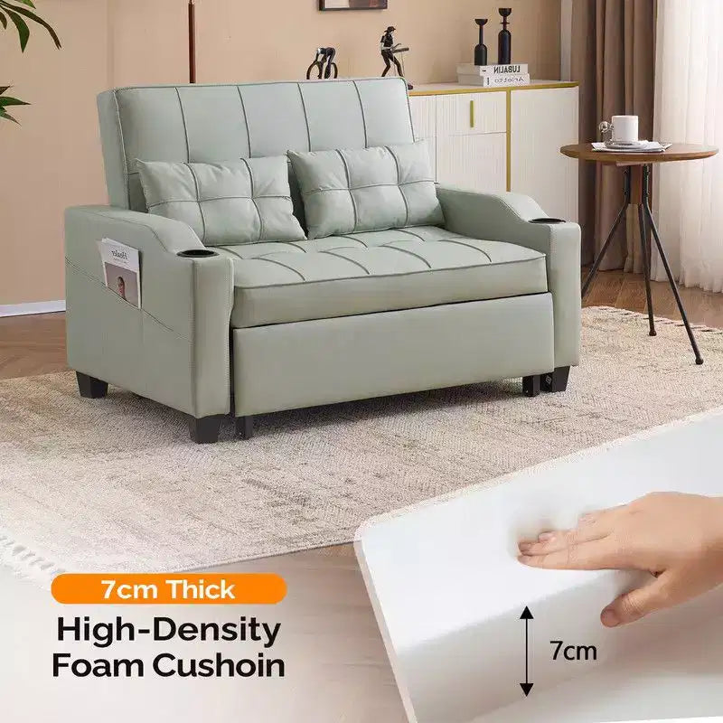 Upholstered Cats Claw Leather Convertible Reclining Sleeper Sofa Bed With Cushions For Small Spaces