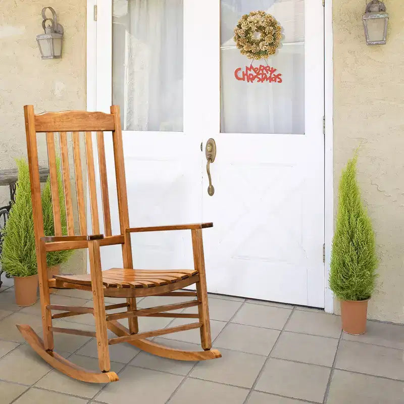 Karl Home | 24-Inch Solid Wood Patio Rocking Chair