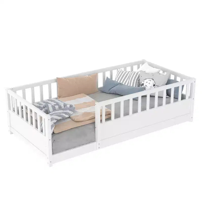 GDFStudio Rowan Pine Wood Floor Bed with Super High Security Barrier