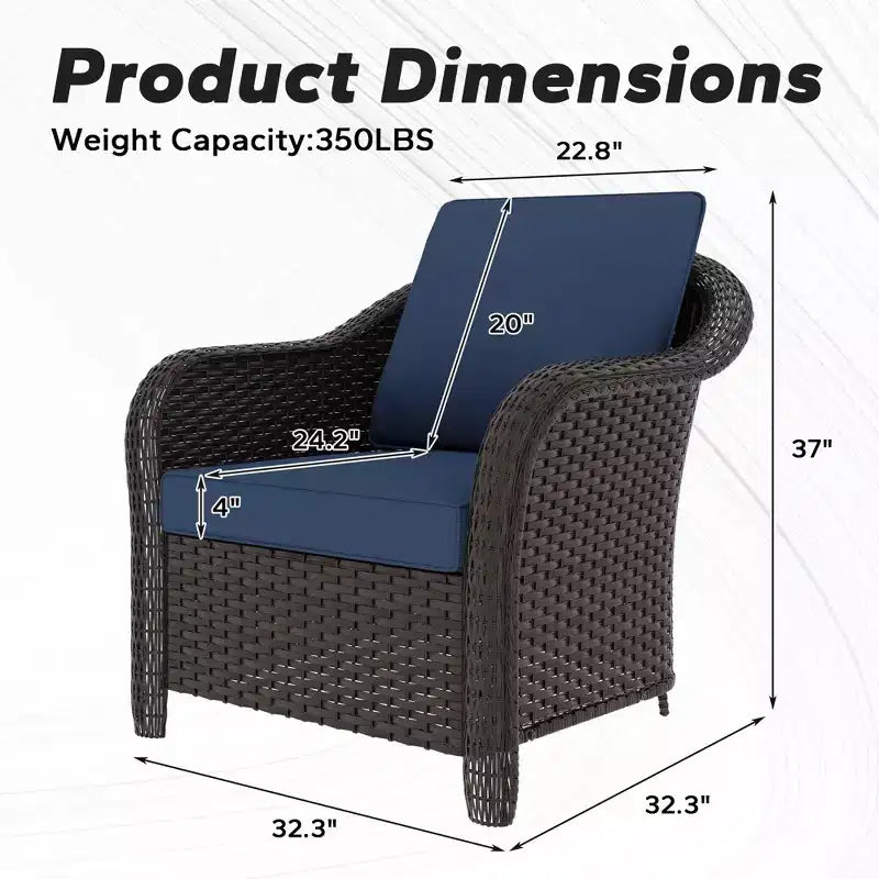 UPTIOT 2-person Outdoor Rattan Armchairs With Cushions