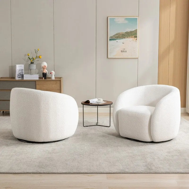 SEYNAR Modern Glam Upholstered 360 Degree Swivel Accent Armchair Set of 2