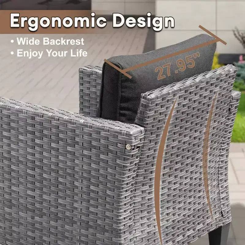 Ovios Tampa 8pc Wicker Outdoor Patio Furniture Conversation Sofa Set with Swivel Chairs and Cushions