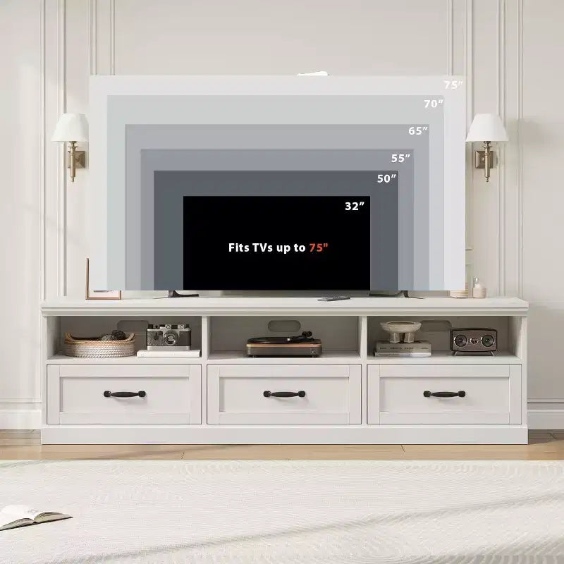70 Mid-Century Modern Entertainment Center with Storage Drawer & Open Shelves