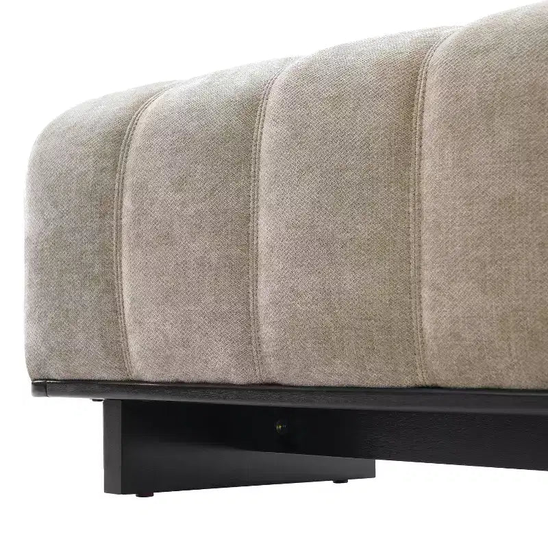 Modern Tufted Faux Fur Dining Bench with Rubberwood Legs, 63.62