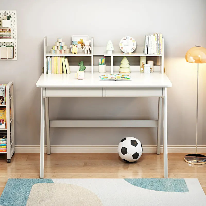Kids Desk Kids Table Wood Computer Desk with Bookshelf - N/A
