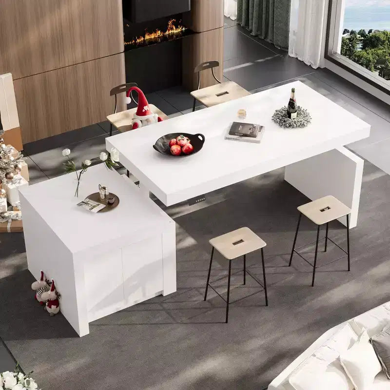 Hitow Modern 110W Lift Dining Table with 3 Memory Height,47Max Height,150LBS Load-Bearing,Intuitive Operate,Kitchen Island/Breakfast Bar