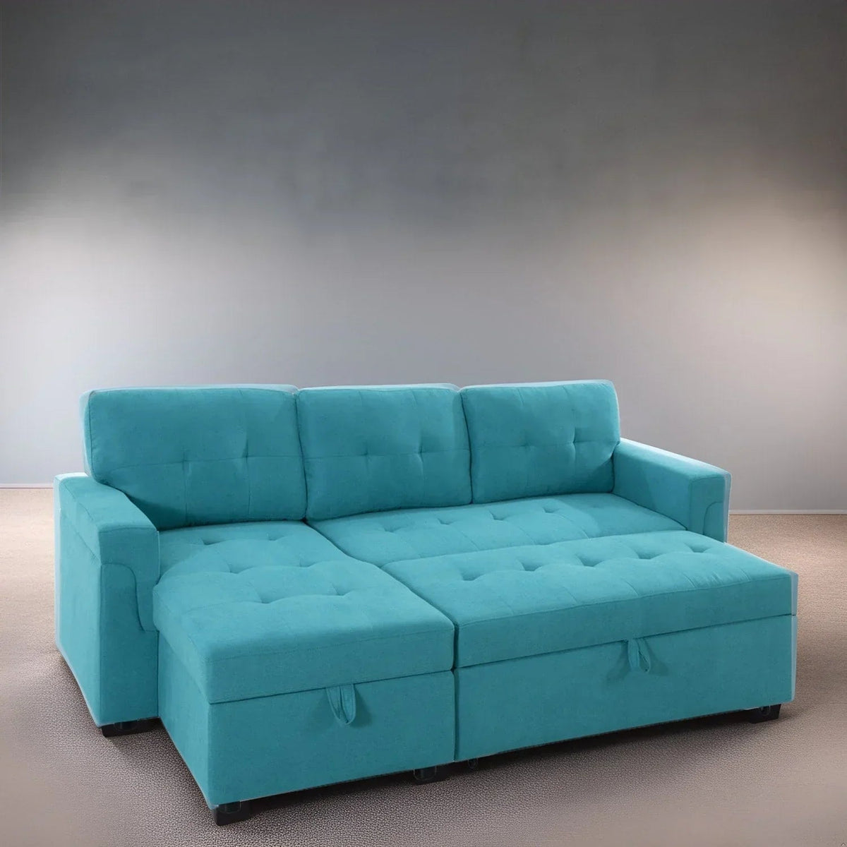 Convertible Reversible Sectional Sofa with Pull-Out Sleeper Bed, Hidden Storage Chaise, and Durable Legs