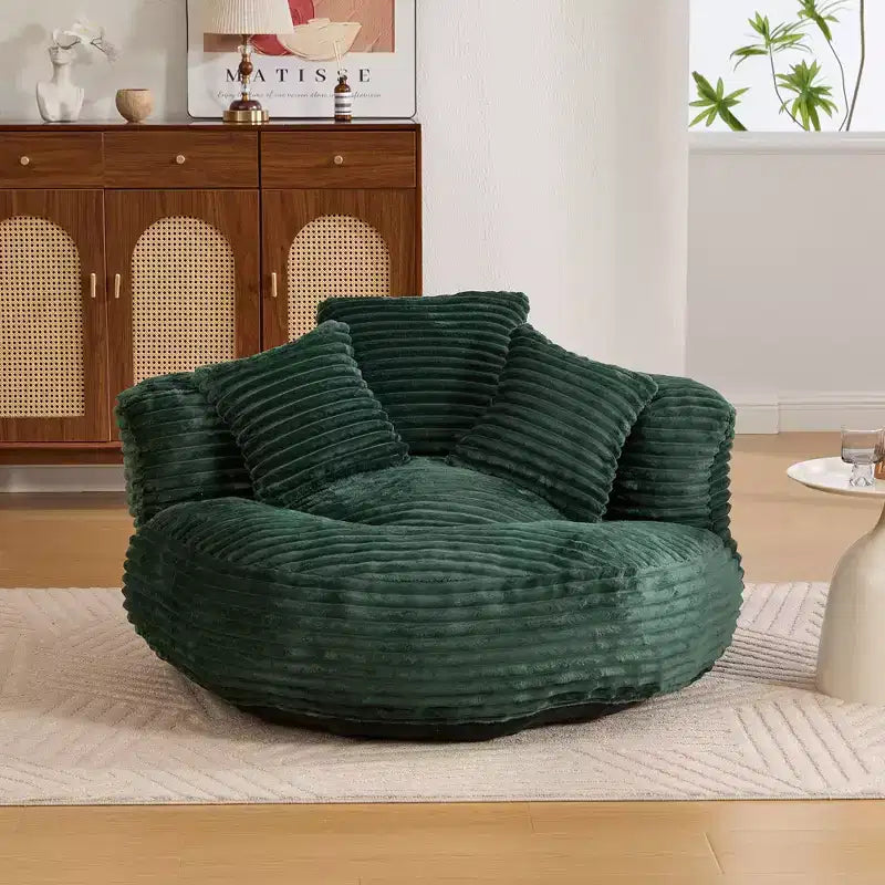 Bean Bag Sofa for Adults Kids, Oversized Corduroy Bean Bag Chair with 3 Pillows & Armrest for Living Room Bedroom - ModernLuxe