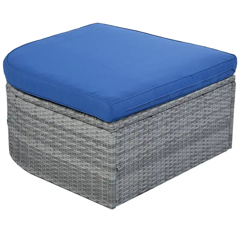 Outdoor Gray Wicker Daybed with Cushions and Retractable Canopy