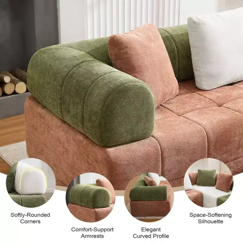 110.23 in. W Colorblock Modular 4-Seater Chenille Sofa with Curved Armrests