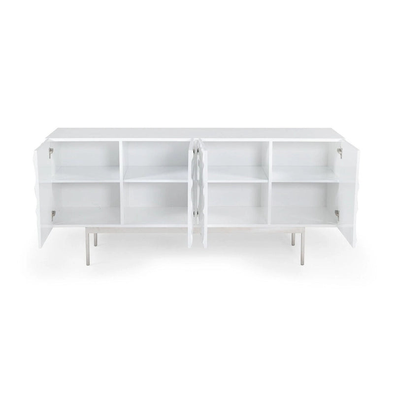 Modern White High Gloss Buffet with Soft-Close Doors