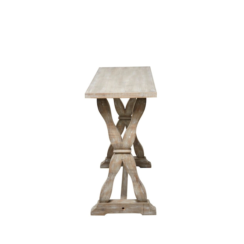 Wood Console Table or Bench with Distressed Accents - Brown - Roche River Decor