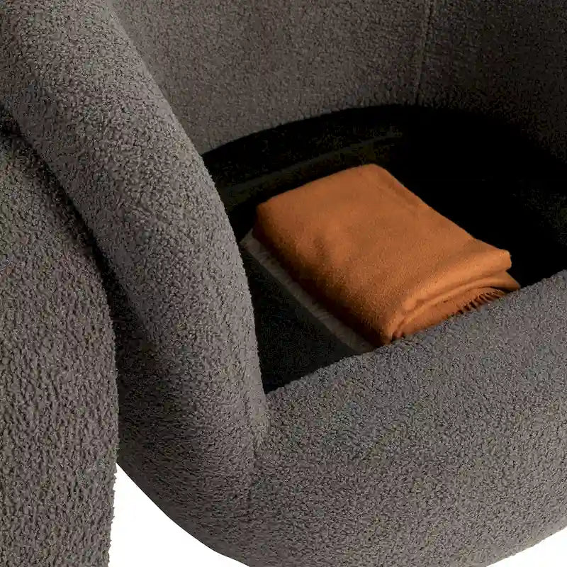 Upholstered Swivel Barrel Armchair with Storage Modern Living Room Side Chair for Bedroom/Office/Reading Spaces