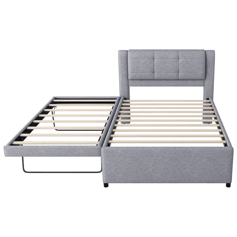 Merax Full Size Upholstery platform bed with Trundle