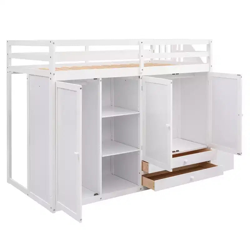 93.3 Functional Loft Bed with Wardrobes, Shelves, Drawers and Storage Ladder