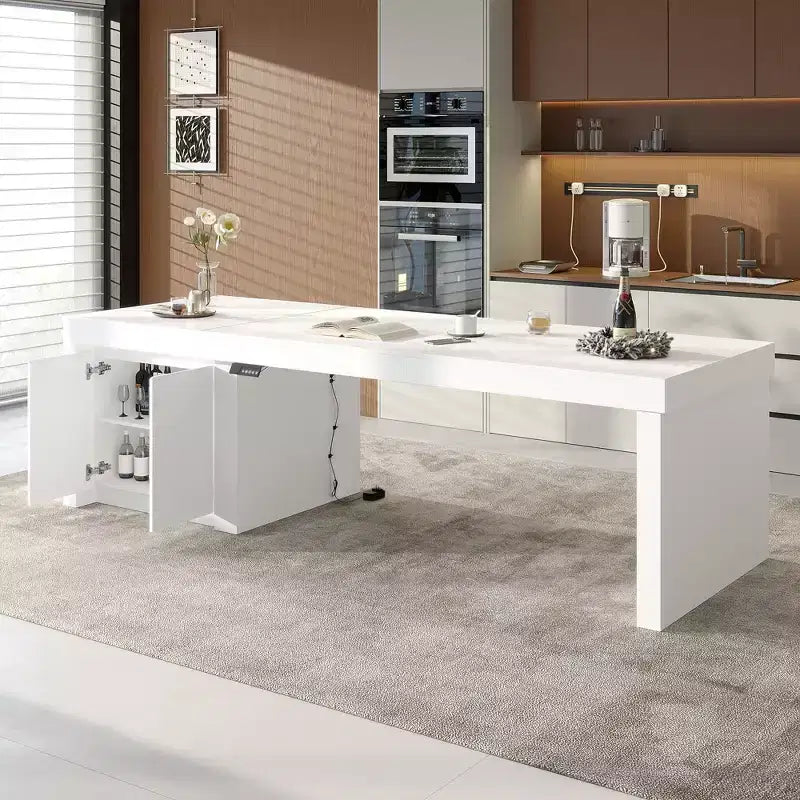 Hitow Modern 110W Lift Dining Table with 3 Memory Height,47Max Height,150LBS Load-Bearing,Intuitive Operate,Kitchen Island/Breakfast Bar