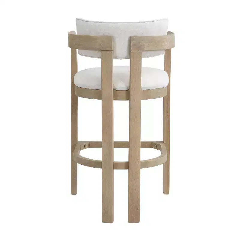Christopher Knight Home Peyton Rubberwood Upholstered Bar Stool with Curved Open Back (Set of 2)