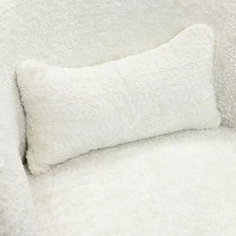 Upholstered Cream Club Swivel Chair with Cream Wood Base, Off-White