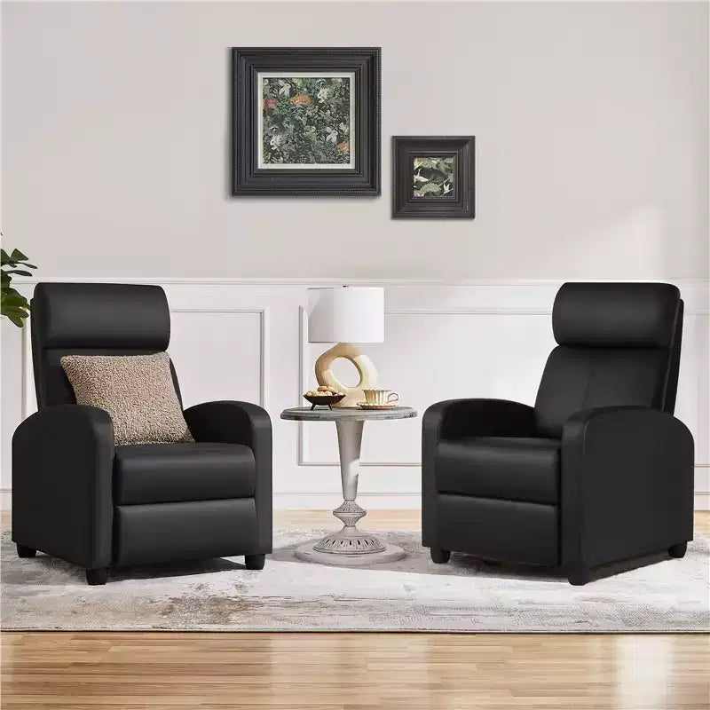 Yaheetech Set of 2 Modern PU Leather Recliner Sofas for Living Room, Bedroom